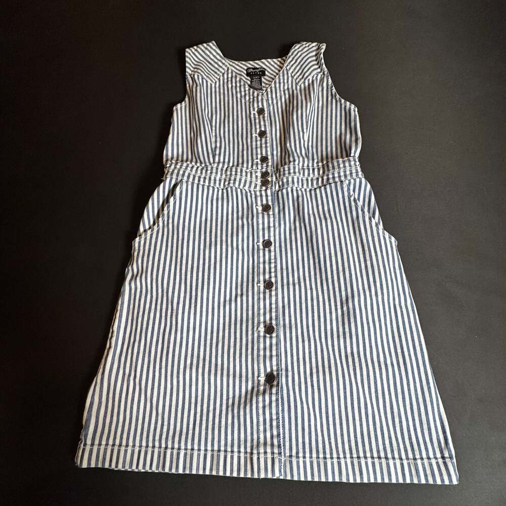 Wrangler Retro Blue and White Striped Button-Down Sleeveless Dress Size M